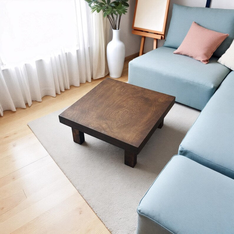 carpentray 24x24 inch square wooden coffee table