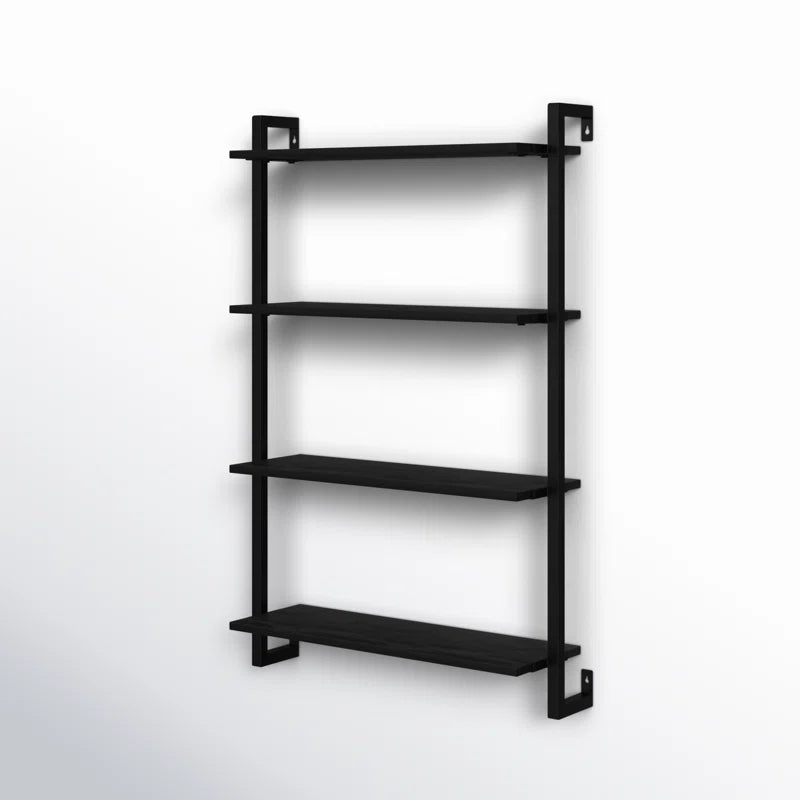 carpentray wooden wall shlef 4 piece floating shelf (set of 1 / black)