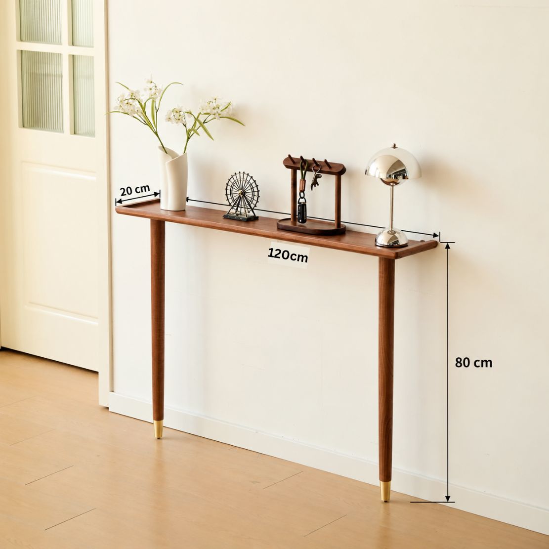 carpentray 120cm long light brown console table | modern wooden entryway table