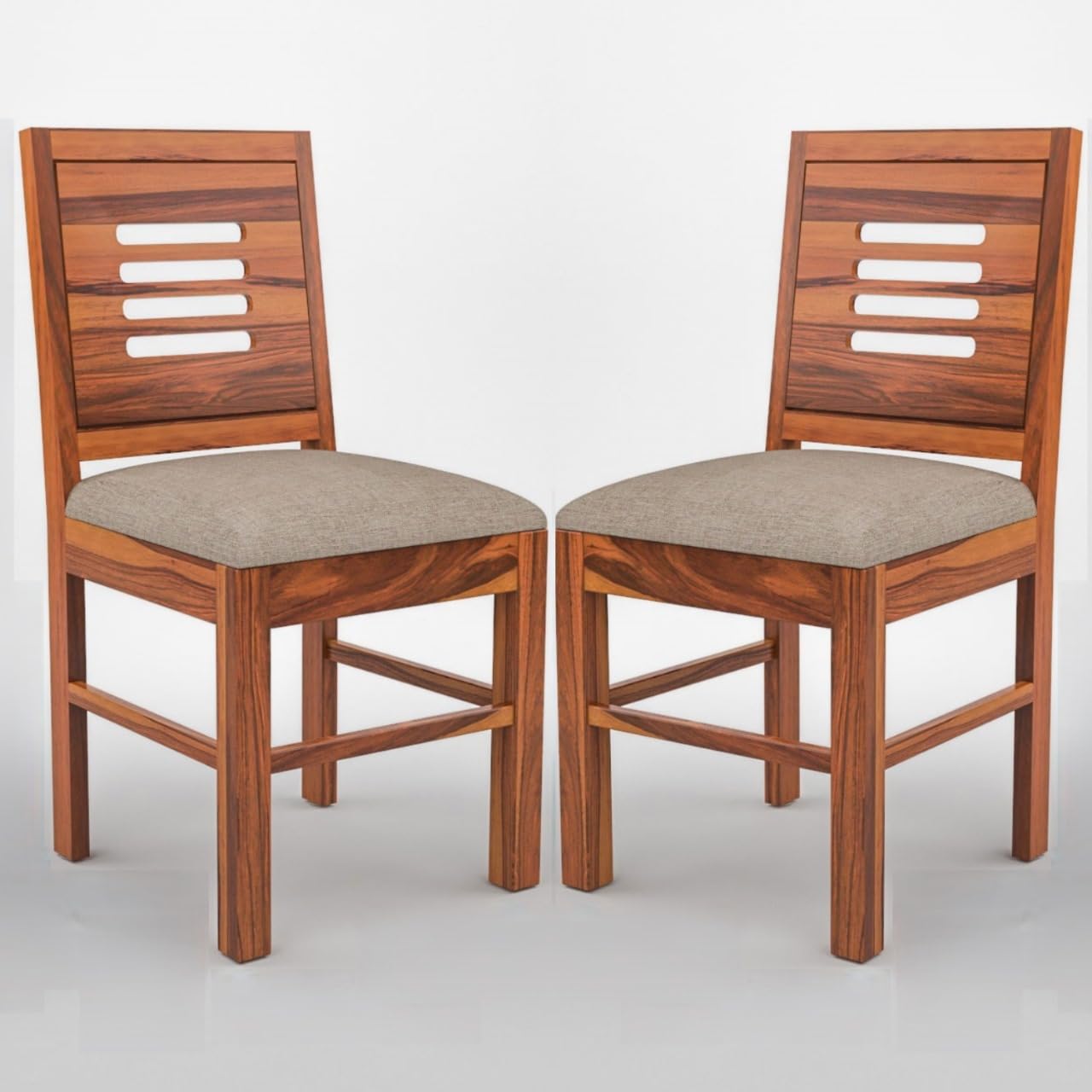 Carpentray Furniture Sheesham Wooden 2 Dining Chair Soft Cusion Set of 2 for Living Room