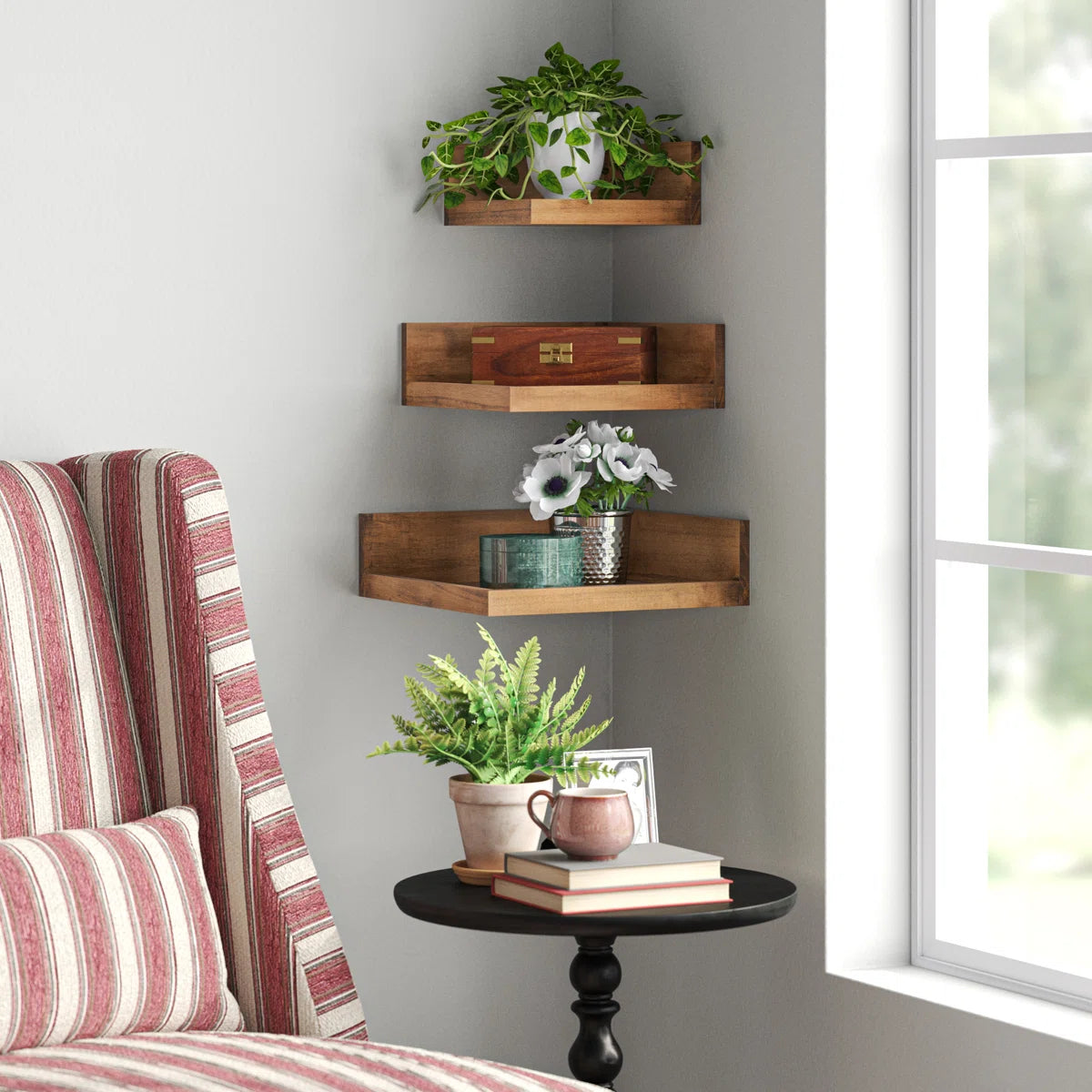 carpentray wooden corner shelf (set of 3)