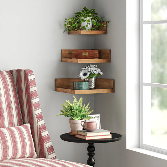 Carpentray Wooden Corner Shelf (Set of 3)