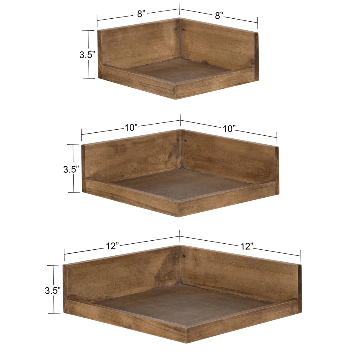 carpentray wooden corner shelf (set of 3)