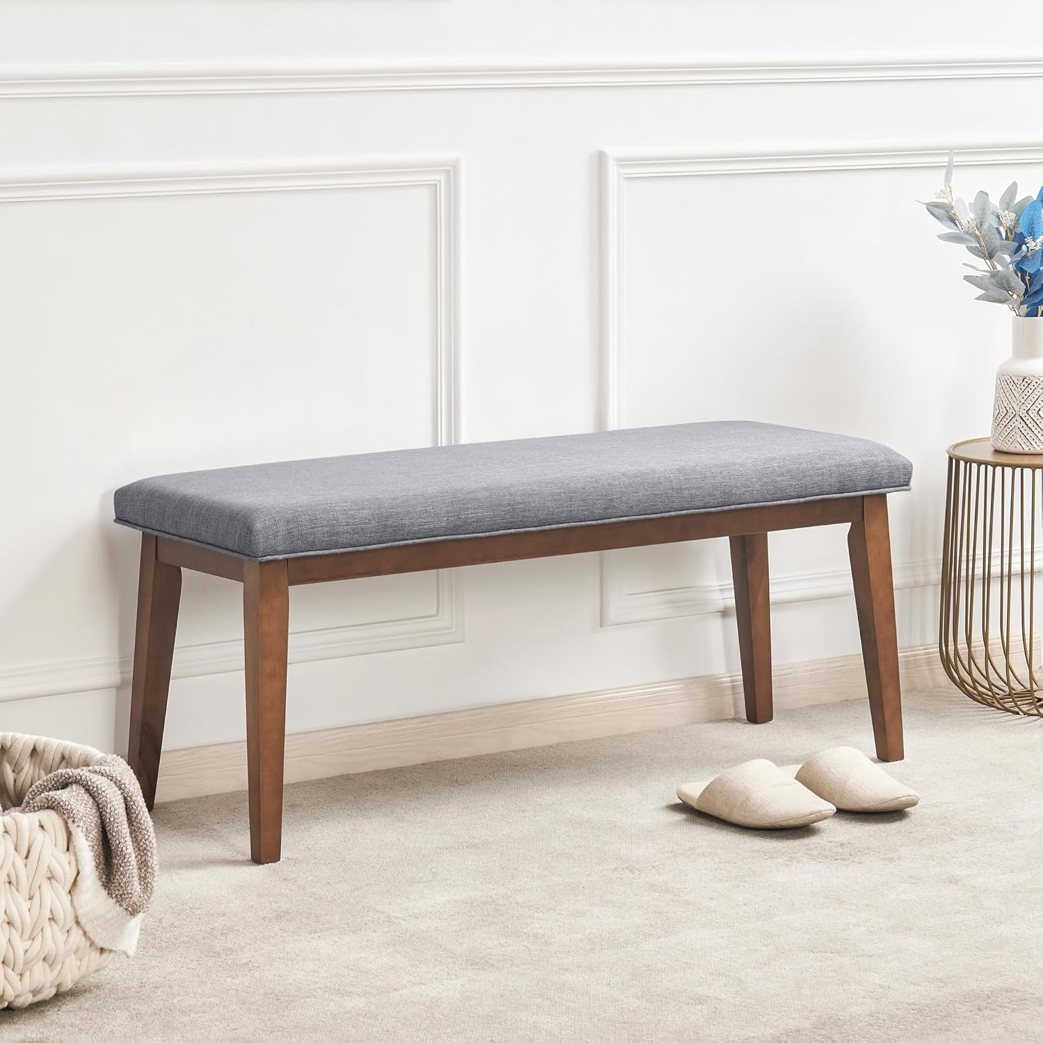 carpentray 100cm long bench for entryway (bench, grey)