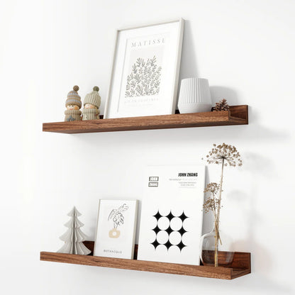 carpentray 24 inch long set of 2 wooden wall shelf (brown)