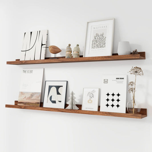 Carpentray 48 inch Long Set of 2 Wooden Wall Shelf (Brown)
