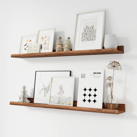 Carpentray 36 inch Long Set of 2 Wooden Wall Shelf (Brown)