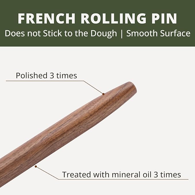 Carpentray Wood Decorative Rolling Pins for Baking Roller Roti Belan (Walnut 15-3/4 Inch)