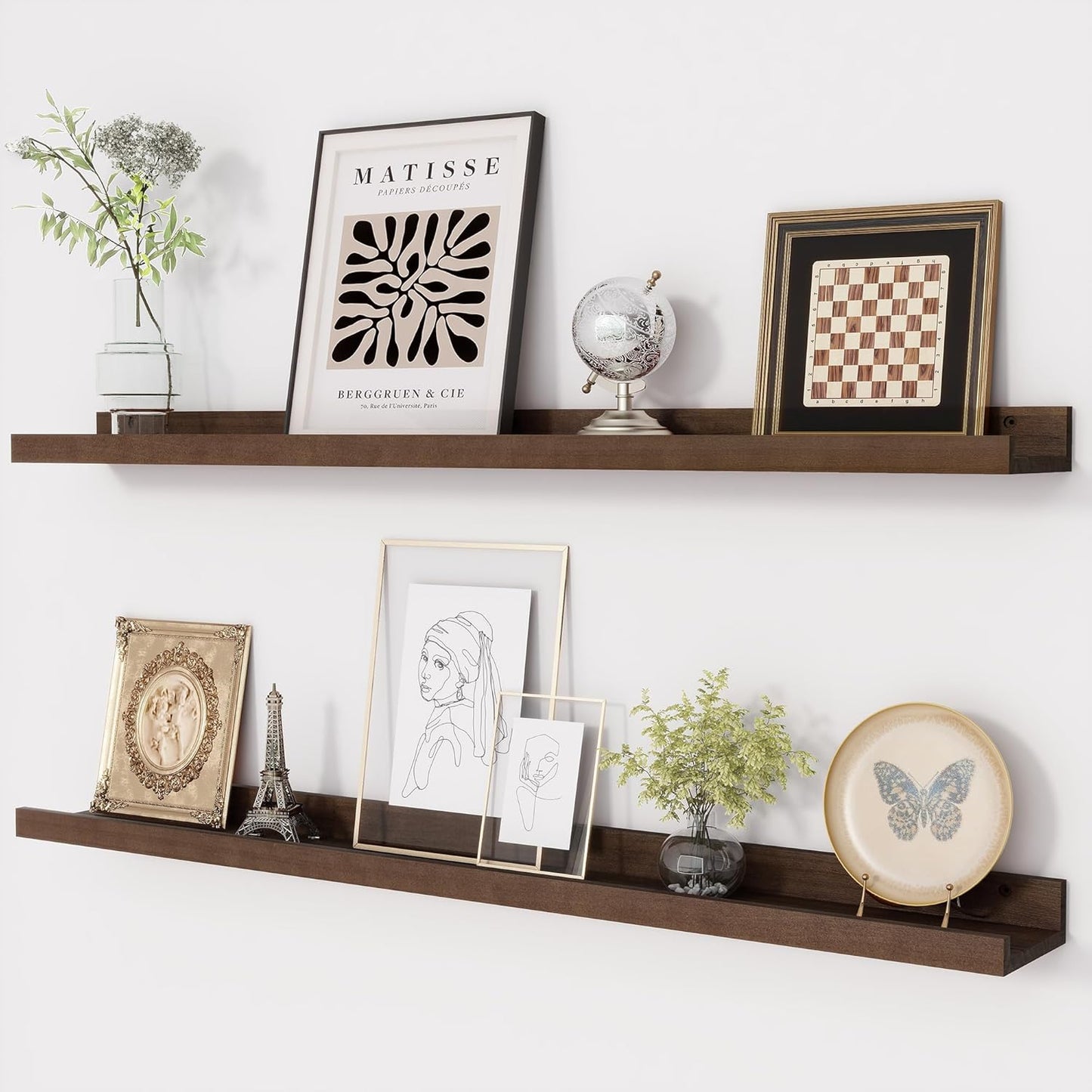 Carpentray 30" Set of 2 Wooden Wall shelf Brown