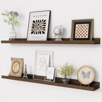 carpentray 30" set of 2 wooden wall shelf brown