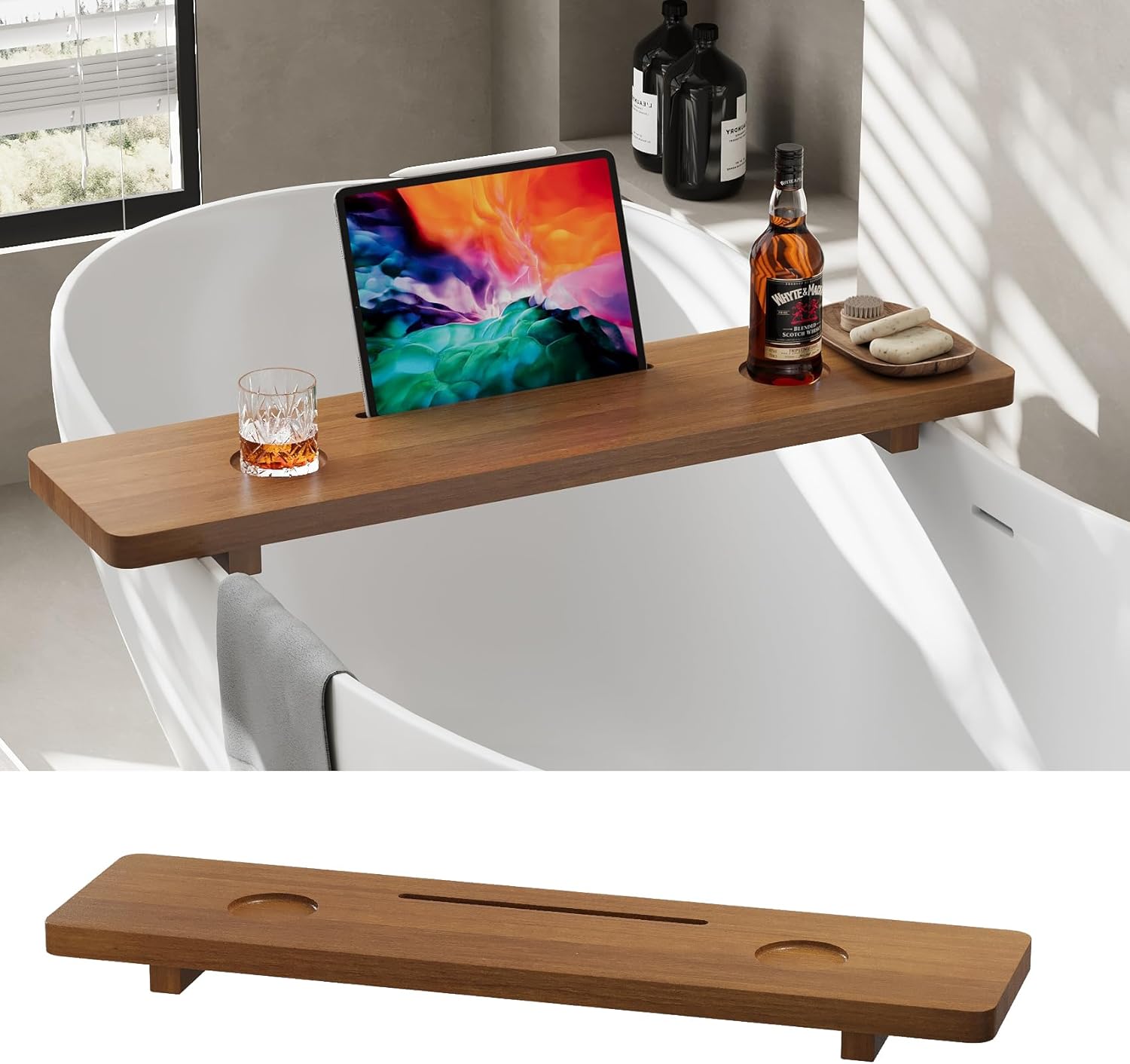 carpentray wooden bathroom bathtub tray