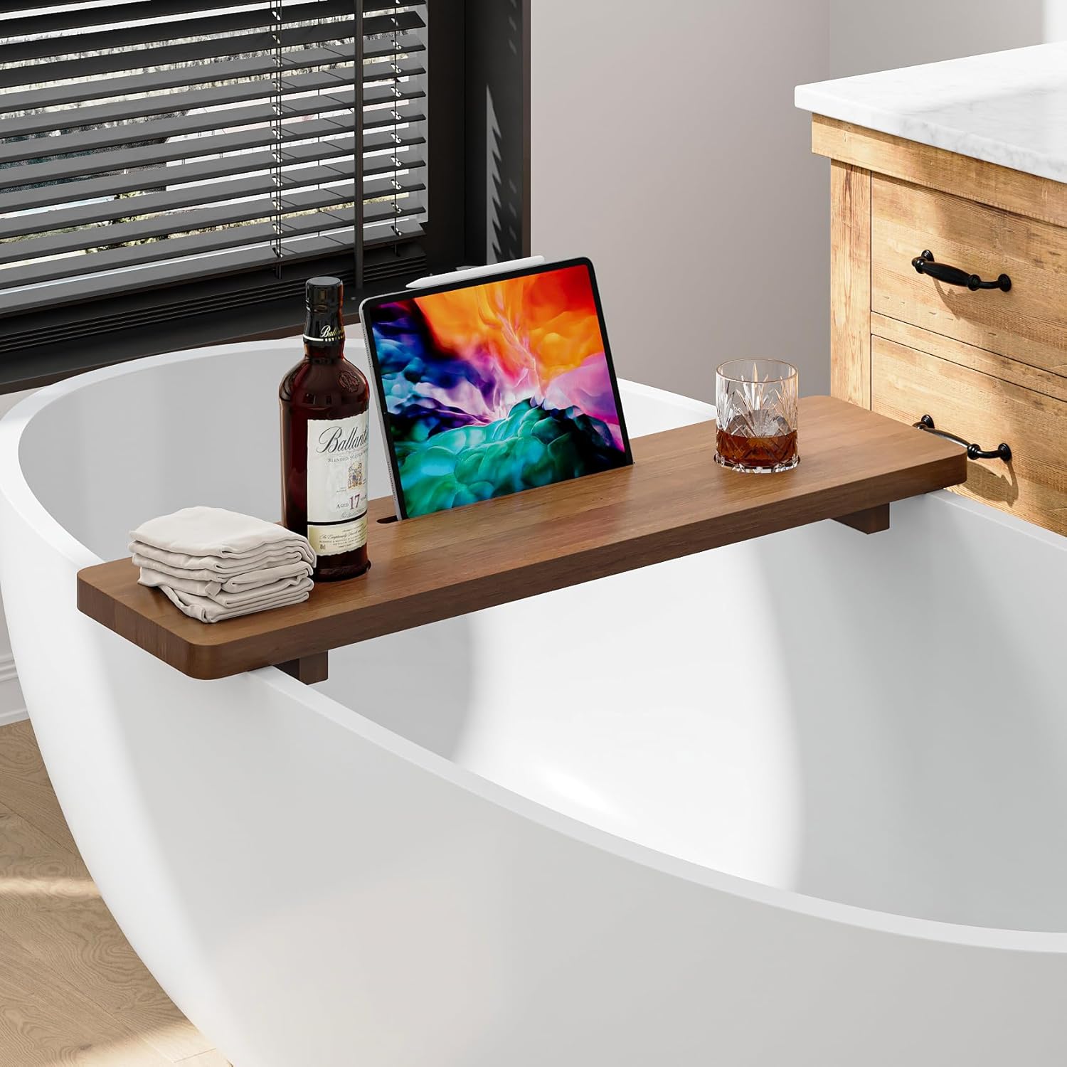 carpentray wooden bathroom bathtub tray