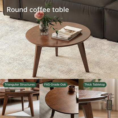 carpentray 24x24 inch round wooden coffee table