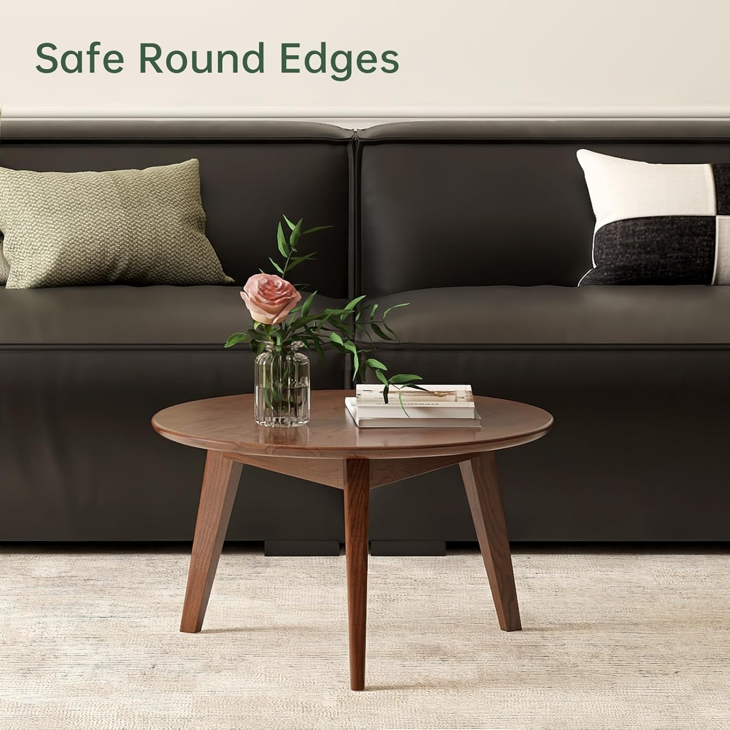 carpentray 24x24 inch round wooden coffee table