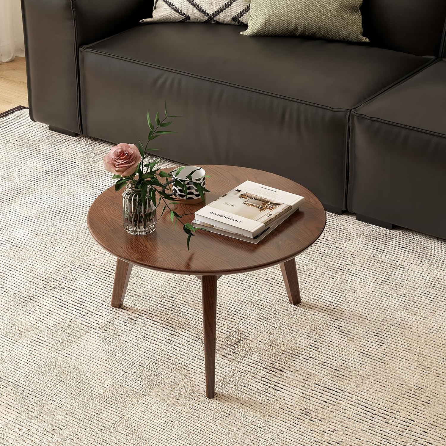 carpentray 24x24 inch round wooden coffee table