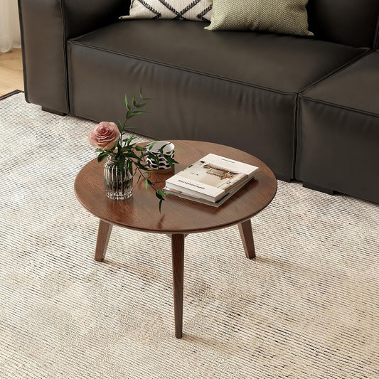 Carpentray 24x24 Inch Round Wooden Coffee Table
