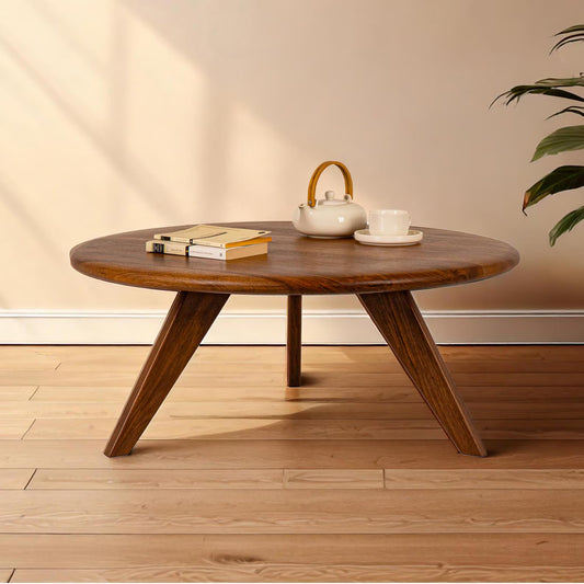 Carpentray 30x30 Inch Round Wooden Coffee Table