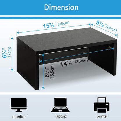 carpentray higher monitor stand riser, wood monitor riser (black)