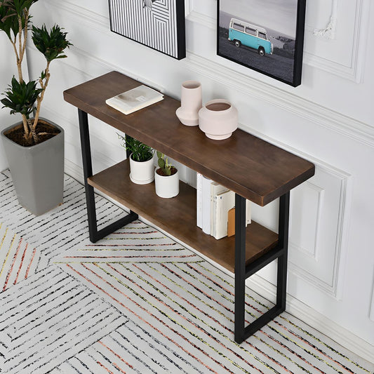Carpentray 100cm Long Dual Shelf Console Table Walnut