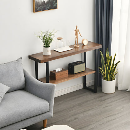 carpentray 80cm long dual shelf console table dark walnut